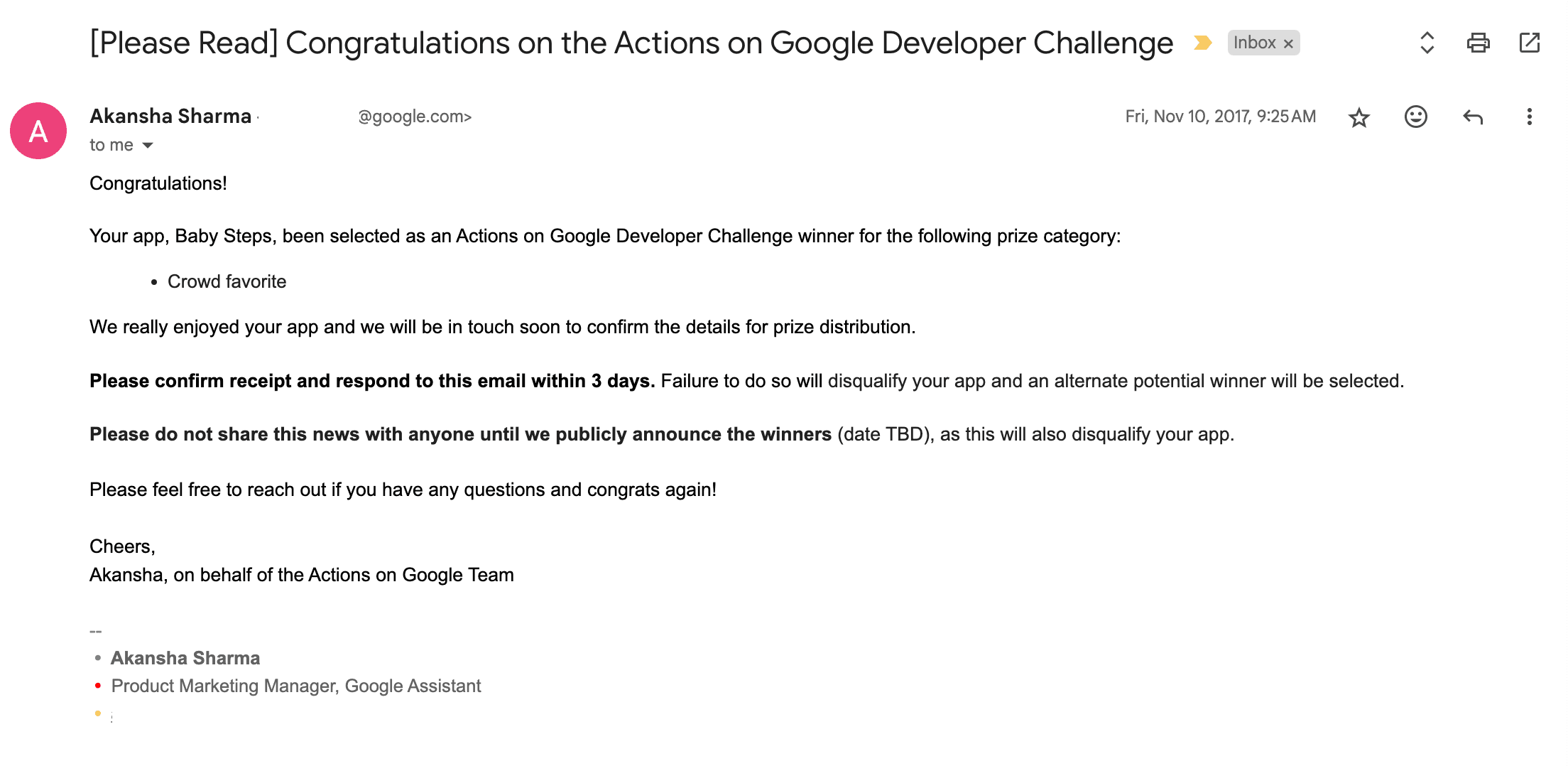 Google Assistant Winner